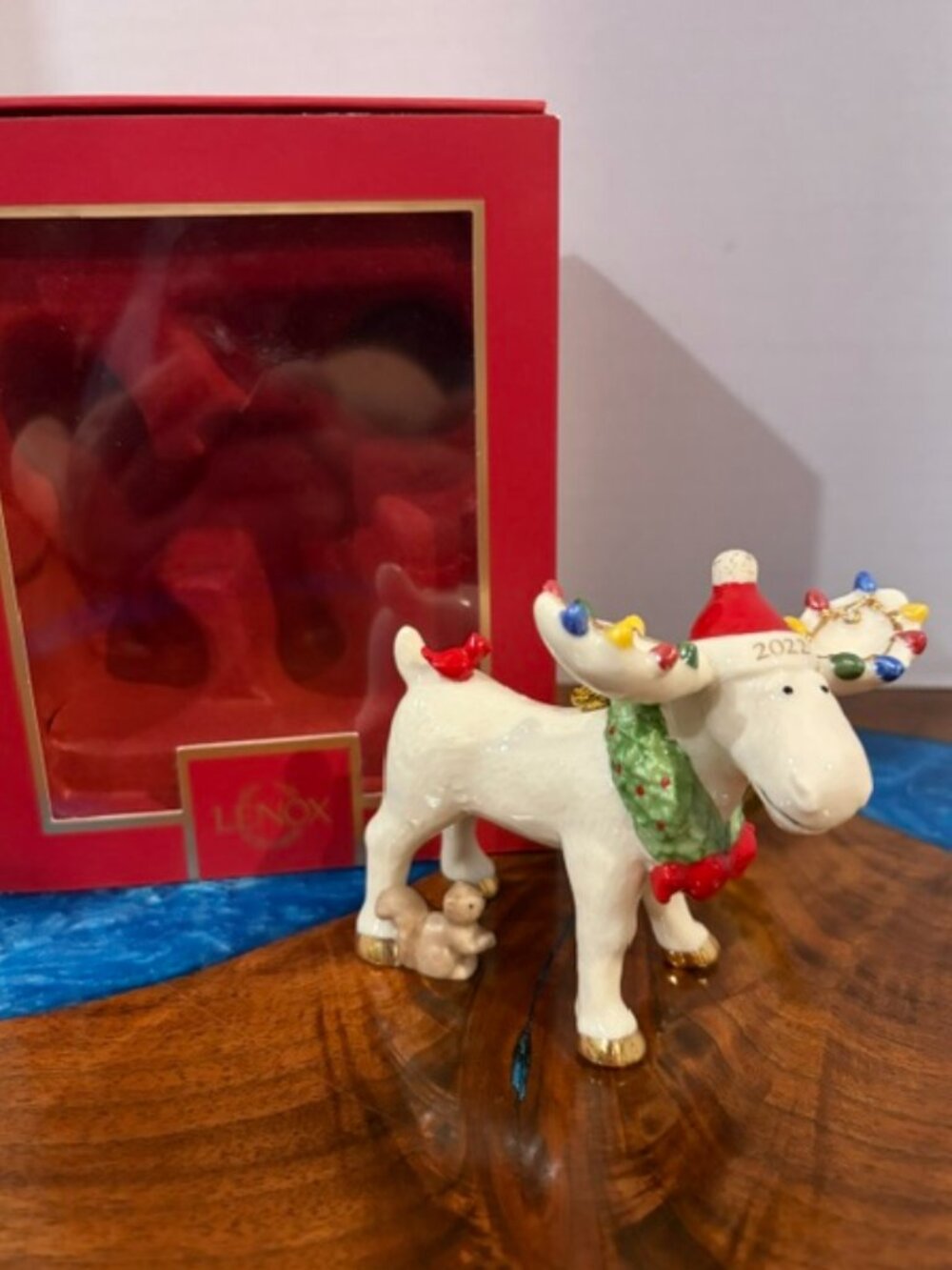Lenox Marcel Moose 2022 Ornament Lights Squirrel Bird with Box
